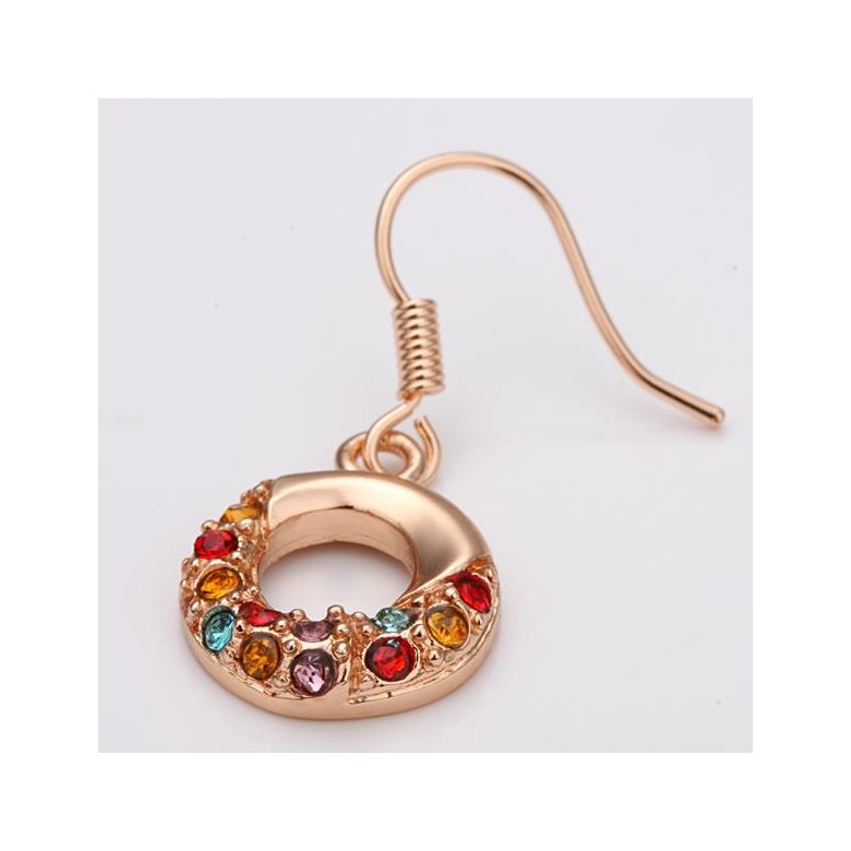 Wholesale hot sale Rose Gold Earrings Round colorful Zircon Hanging Dangle Earrings Drop Earring Fashion Wedding jewelry TGGPDE051 1