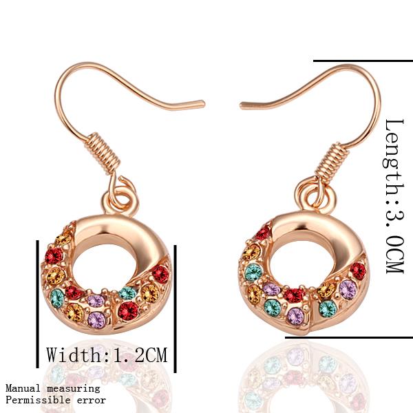 Wholesale hot sale Rose Gold Earrings Round colorful Zircon Hanging Dangle Earrings Drop Earring Fashion Wedding jewelry TGGPDE051 2