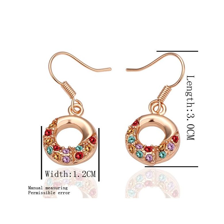 Wholesale hot sale Rose Gold Earrings Round colorful Zircon Hanging Dangle Earrings Drop Earring Fashion Wedding jewelry TGGPDE051 2