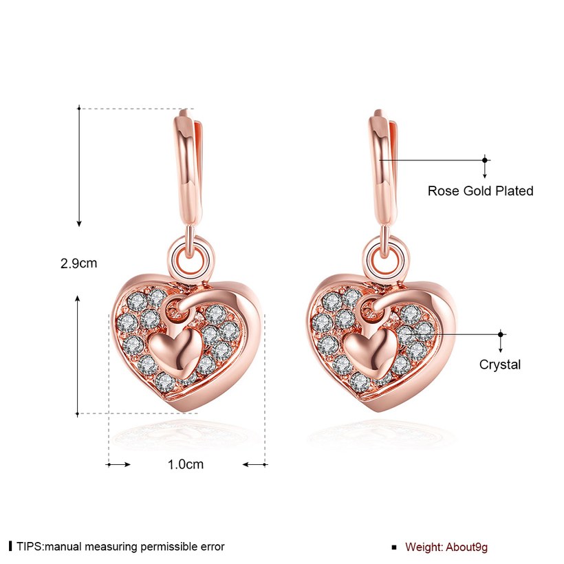 Wholesale Classic fashion Love Heart zircon Dangle Earring Rose Gold high quality Earrings For Women Delicate Fine Jewelry TGGPDE005 1