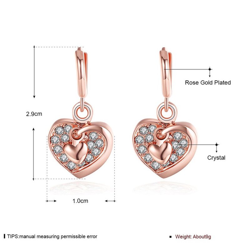 Wholesale Classic fashion Love Heart zircon Dangle Earring Rose Gold high quality Earrings For Women Delicate Fine Jewelry TGGPDE005 1