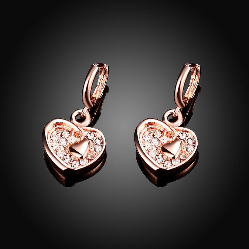 Wholesale Classic fashion Love Heart zircon Dangle Earring Rose Gold high quality Earrings For Women Delicate Fine Jewelry TGGPDE005 2
