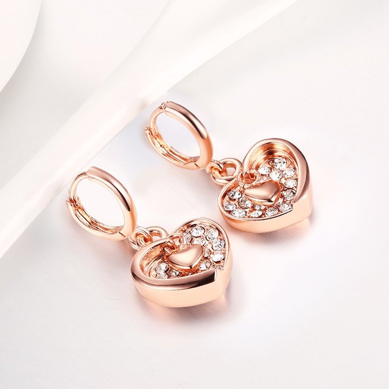 Wholesale Classic fashion Love Heart zircon Dangle Earring Rose Gold high quality Earrings For Women Delicate Fine Jewelry TGGPDE005 3