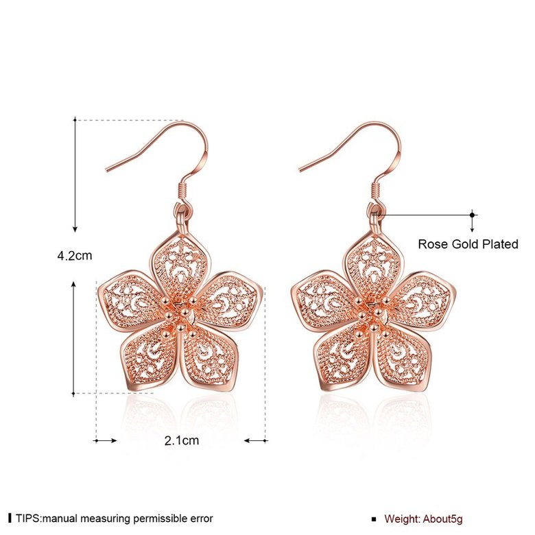 Wholesale Trendy hot selling rose gold Hollow Flower Hoop Earrings For Women Girl Anniversary Gift TGGPDE056 0