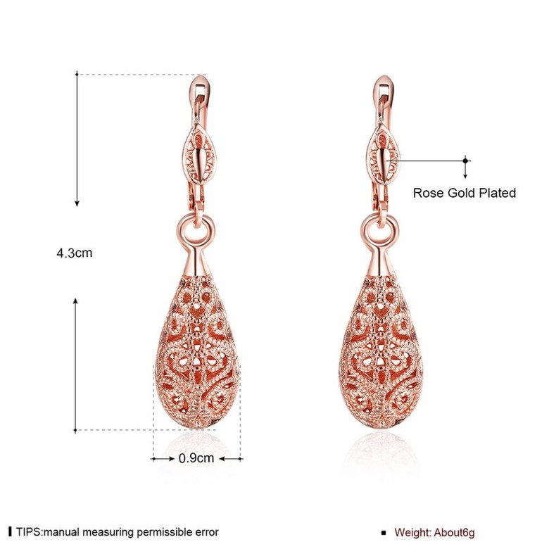 Wholesale New Unique Long Earrings Women Wedding Fine Cute Fine Jewelry Rose Gold Hollow Carving Vintage Tip Dangle Earrings TGGPDE059 0