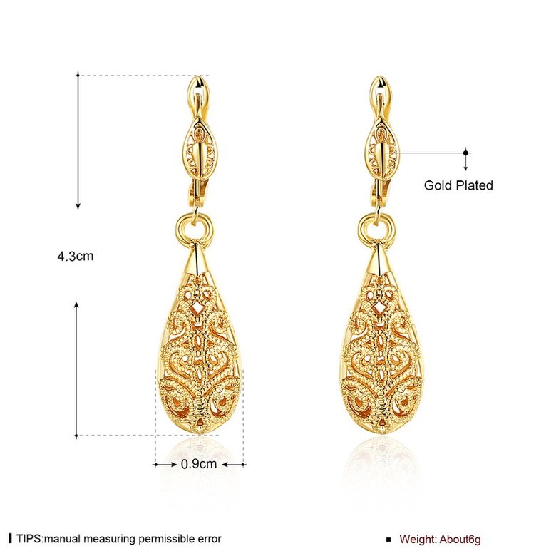 Wholesale New Unique Long Earrings Women Wedding Fine Cute Fine Jewelry Rose Gold Hollow Carving Vintage Tip Dangle Earrings TGGPDE059 4