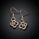 Wholesale Fashion Classic 24K Gold Plated Rhinestone Dangle Earring clover black earring jewelry  TGGPDE075 1 small