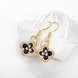 Wholesale Fashion Classic 24K Gold Plated Rhinestone Dangle Earring clover black earring jewelry  TGGPDE075 2 small