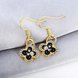 Wholesale Fashion Classic 24K Gold Plated Rhinestone Dangle Earring clover black earring jewelry  TGGPDE075 3 small
