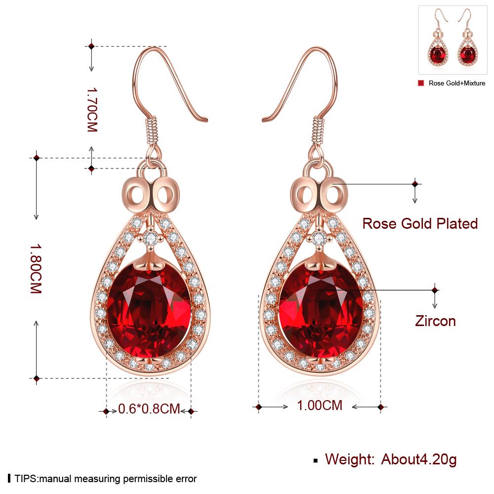 Wholesale Fashion classic Womens dangle Earrings Water Drop Shaped Red Stone CZ Gold Earrings For Woman Jewelry Dropshipping TGGPDE076 6