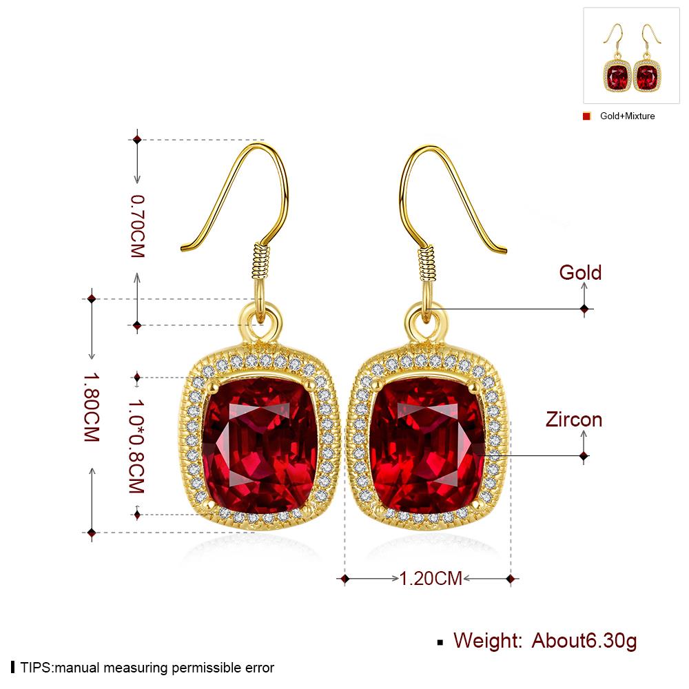 Wholesale Fashion classic Womens dangle Earrings big Red Stone CZ Gold Earrings For Woman Jewelry Dropshipping TGGPDE077 0