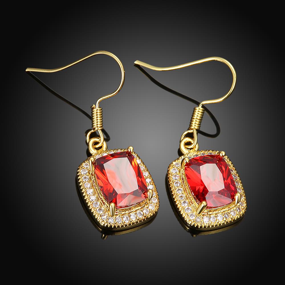 Wholesale Fashion classic Womens dangle Earrings big Red Stone CZ Gold Earrings For Woman Jewelry Dropshipping TGGPDE077 1