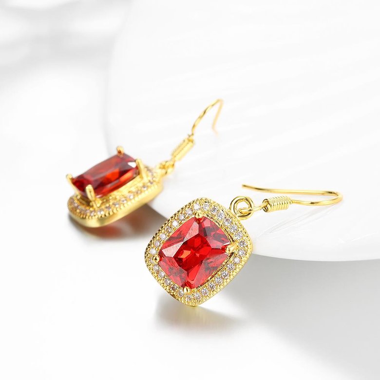 Wholesale Fashion classic Womens dangle Earrings big Red Stone CZ Gold Earrings For Woman Jewelry Dropshipping TGGPDE077 2