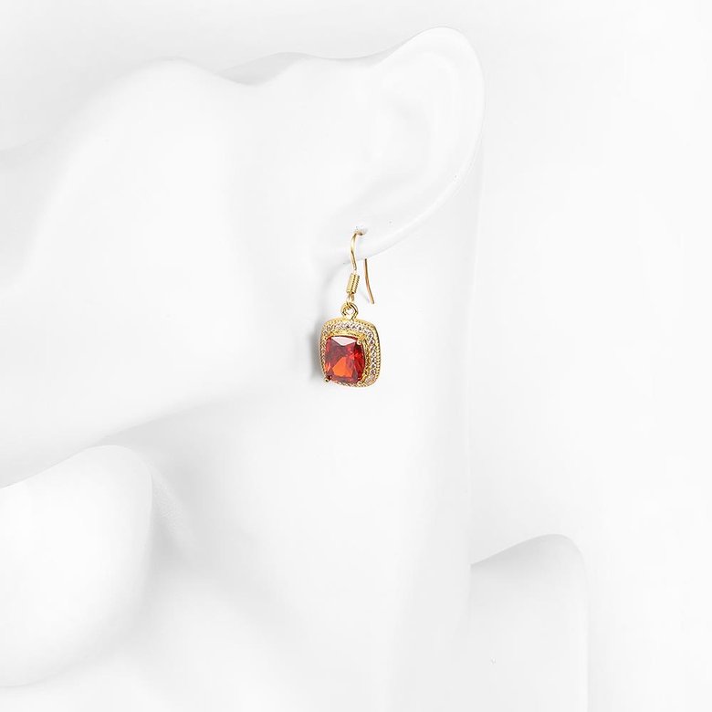 Wholesale Fashion classic Womens dangle Earrings big Red Stone CZ Gold Earrings For Woman Jewelry Dropshipping TGGPDE077 4