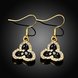 Wholesale Fashion Classic 24K Gold Plated Rhinestone Dangle Earring clover black earring jewelry  TGGPDE079 1 small