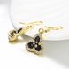 Wholesale Fashion Classic 24K Gold Plated Rhinestone Dangle Earring clover black earring jewelry  TGGPDE079 2 small