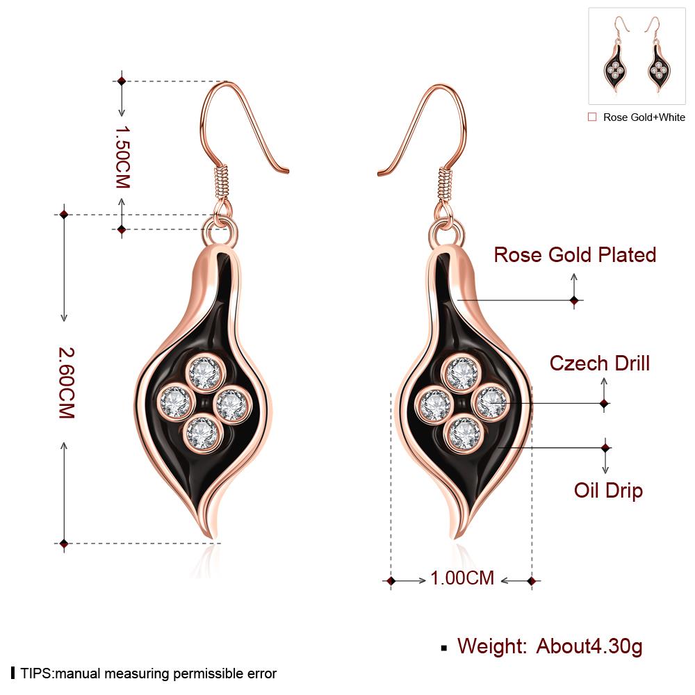 Wholesale Fashion Classic 24K Gold Plated Rhinestone Dangle Earring leaf shape black earring jewelry  TGGPDE087 5