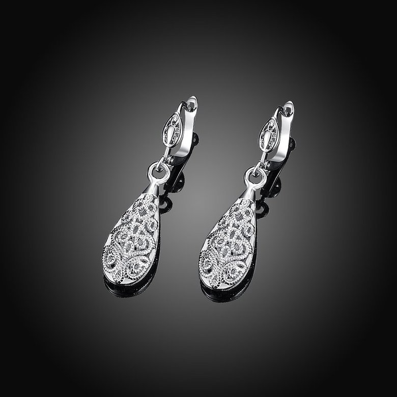 Wholesale Trendy New Unique Long Earrings Women Wedding Fine Cute Fine Jewelry Platinum Hollow Carving Vintage Tip Dangle Earrings TGGPDE103 0