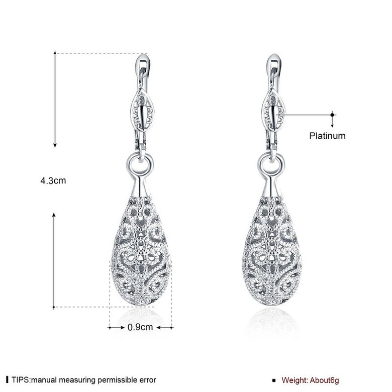 Wholesale Trendy New Unique Long Earrings Women Wedding Fine Cute Fine Jewelry Platinum Hollow Carving Vintage Tip Dangle Earrings TGGPDE103 4