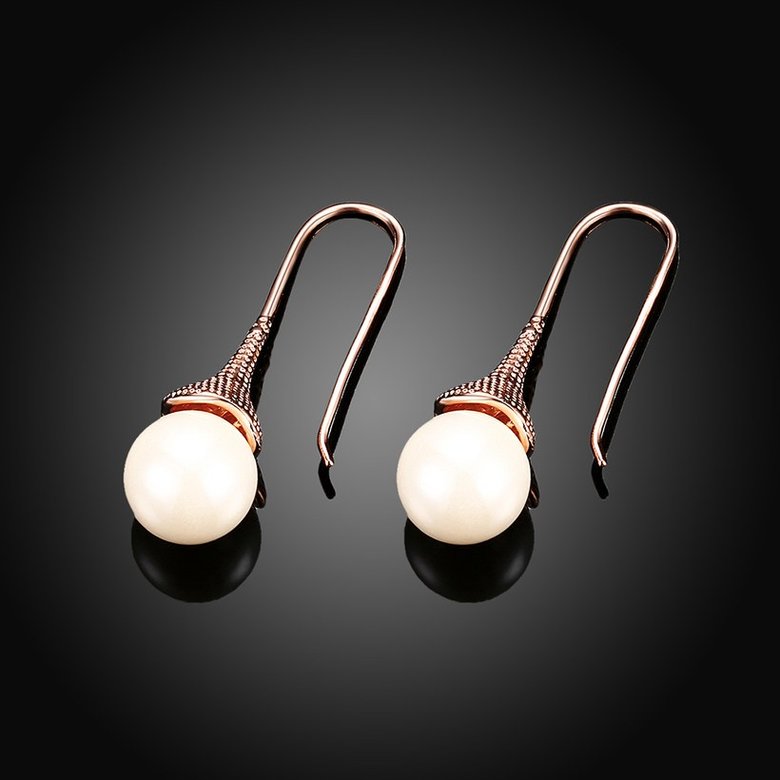 Wholesale Elegant Round Imitation Pearl Dangle Earrings rose gold Dazzling Women Engagement Wedding Graceful Accessories Fashion Earrings TGGPDE106 0