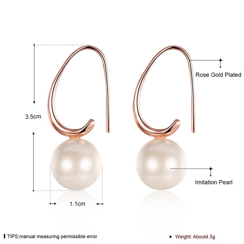 Wholesale Elegant Round Imitation Pearl Dangle Earrings rose gold Dazzling Women Engagement Wedding Graceful Accessories Fashion Earrings TGGPDE107 1