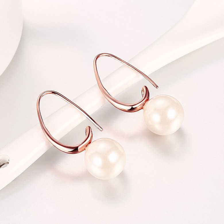 Wholesale Elegant Round Imitation Pearl Dangle Earrings rose gold Dazzling Women Engagement Wedding Graceful Accessories Fashion Earrings TGGPDE107 3