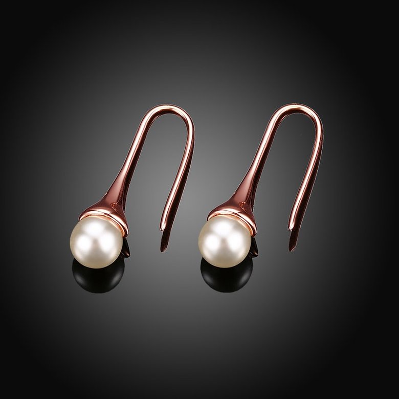 Wholesale Elegant Round Imitation Pearl Dangle Earrings rose gold Dazzling Women Engagement Wedding Graceful Accessories Fashion Earrings TGGPDE108 1