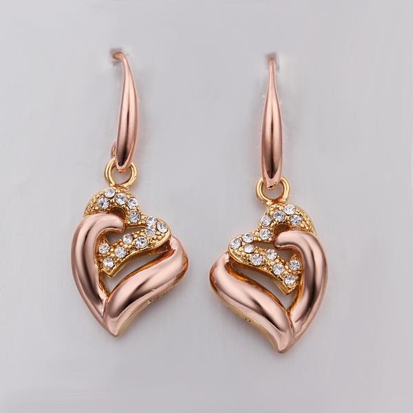 Wholesale Romantic Rose Gold Heart-Shaped AAA Zircon Earrings Charm Women Jewelry Fashion Wedding Party Gift TGGPDE111 0