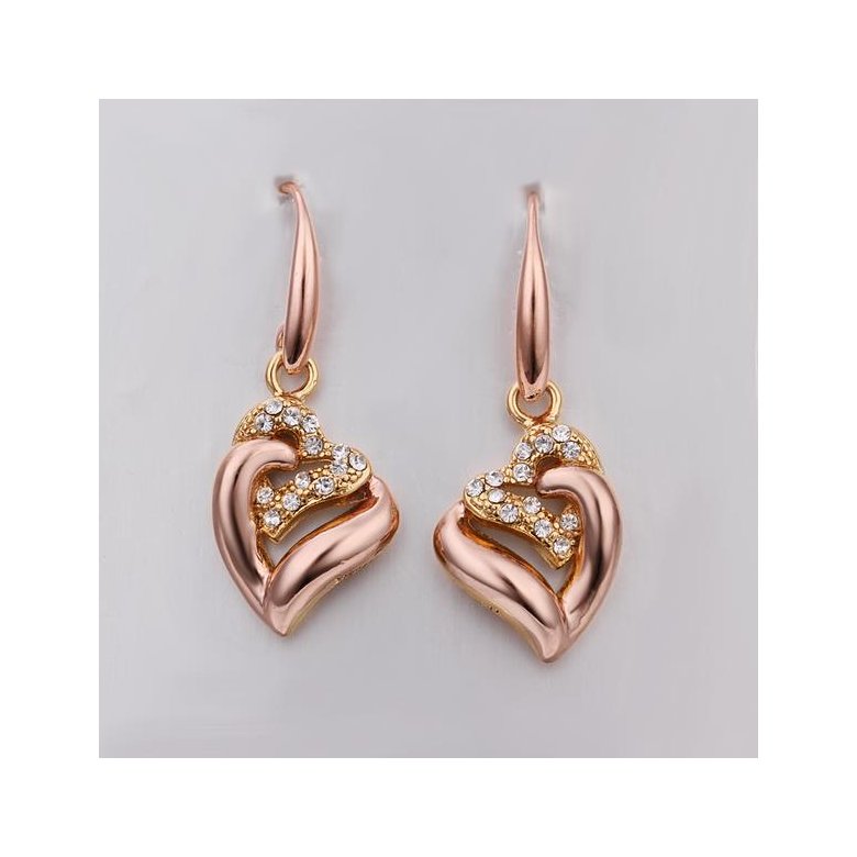Wholesale Romantic Rose Gold Heart-Shaped AAA Zircon Earrings Charm Women Jewelry Fashion Wedding Party Gift TGGPDE111 0
