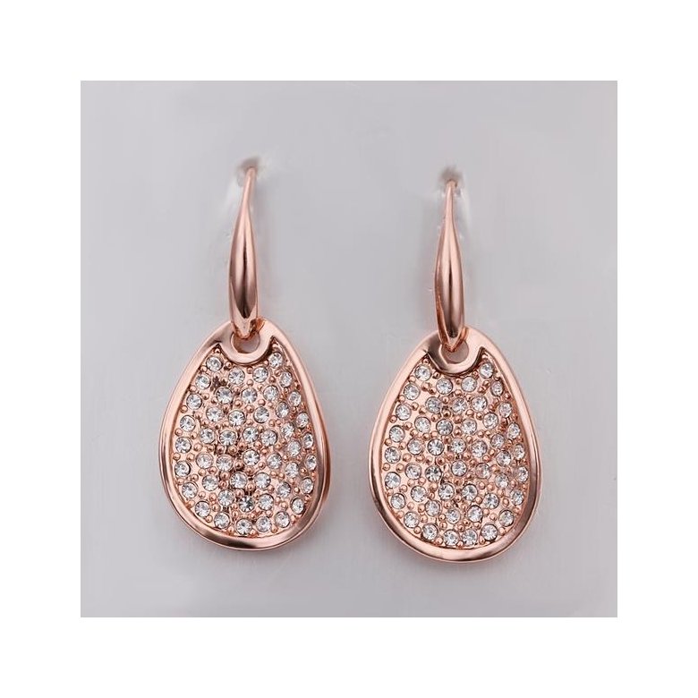 Wholesale Trendy Rose Gold Plated Rhinestone zircon water drop Dangle Earring delicate high quality earring for women wedding jewelry   TGGPDE009 0