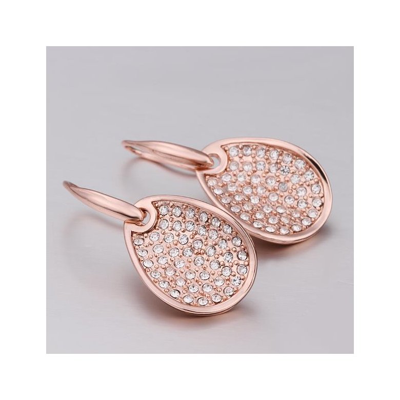 Wholesale Trendy Rose Gold Plated Rhinestone zircon water drop Dangle Earring delicate high quality earring for women wedding jewelry   TGGPDE009 1