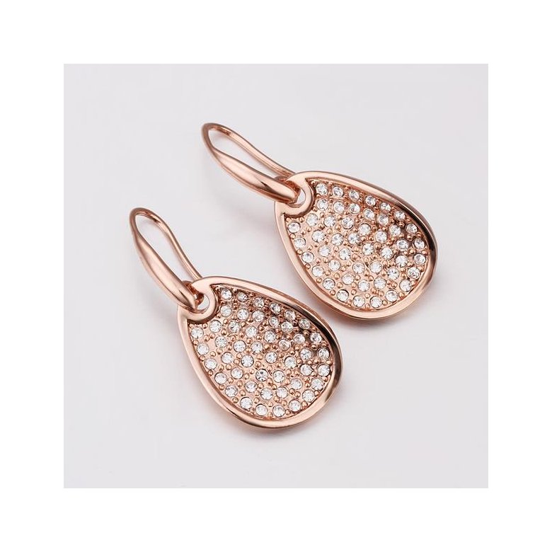 Wholesale Trendy Rose Gold Plated Rhinestone zircon water drop Dangle Earring delicate high quality earring for women wedding jewelry   TGGPDE009 2