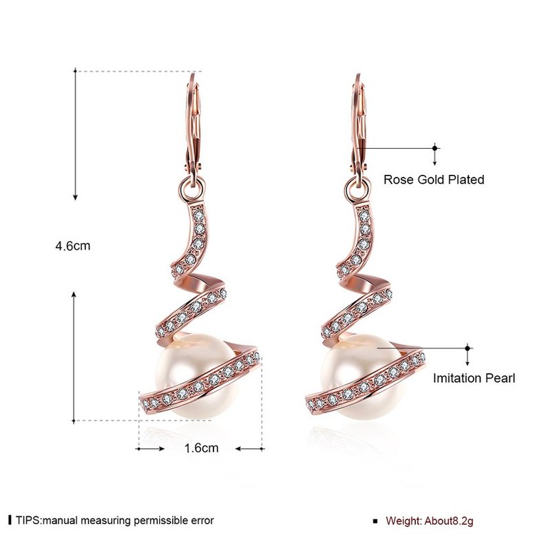 Wholesale Elegant Round Imitation Pearl Dangle Earrings rose gold Dazzling Women Engagement Wedding Graceful Accessories Fashion Earrings TGGPDE116 0