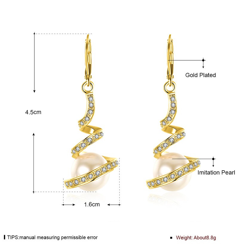 Wholesale Elegant Round Imitation Pearl Dangle Earrings rose gold Dazzling Women Engagement Wedding Graceful Accessories Fashion Earrings TGGPDE116 6