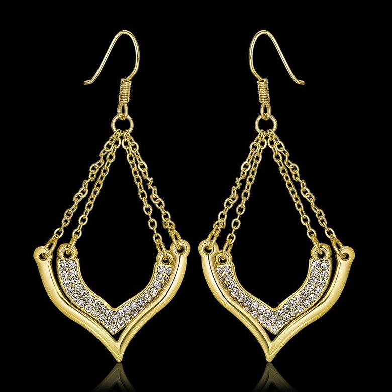 Wholesale Romantic 24K Gold Rhinestone Dangle Earring Dazzling Women Engagement Wedding Graceful Accessories Fashion Earrings TGGPDE124 3