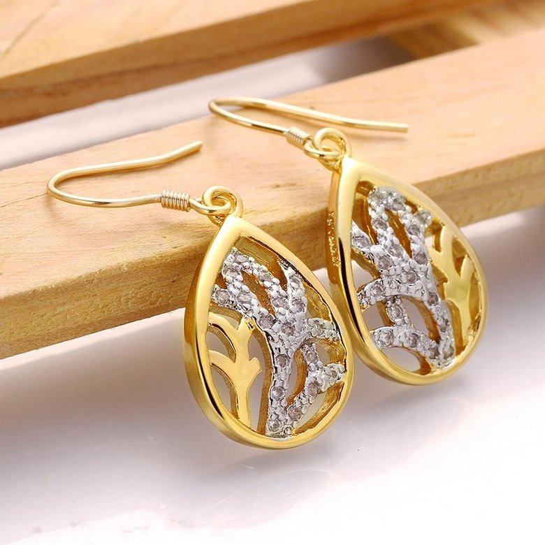 Wholesale Classic 24K Gold Water Drop CZ Dangle Earring Dazzling Women Engagement Wedding Graceful Accessories Earrings TGGPDE126 1