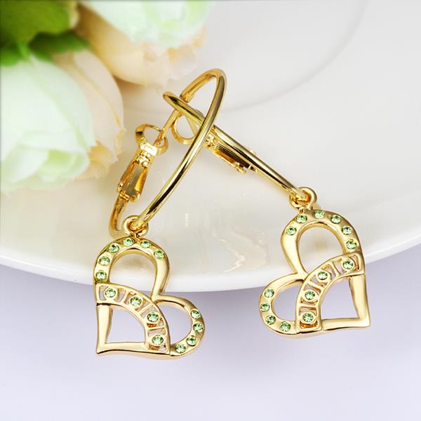 Wholesale Trendy elegant 24K Gold Heart Rhinestone Dangle Earring Dazzling Women Wedding Graceful Accessories Fashion Earrings  TGGPDE132 0