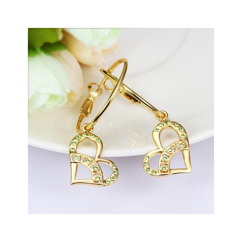 Wholesale Trendy elegant 24K Gold Heart Rhinestone Dangle Earring Dazzling Women Wedding Graceful Accessories Fashion Earrings  TGGPDE132 0