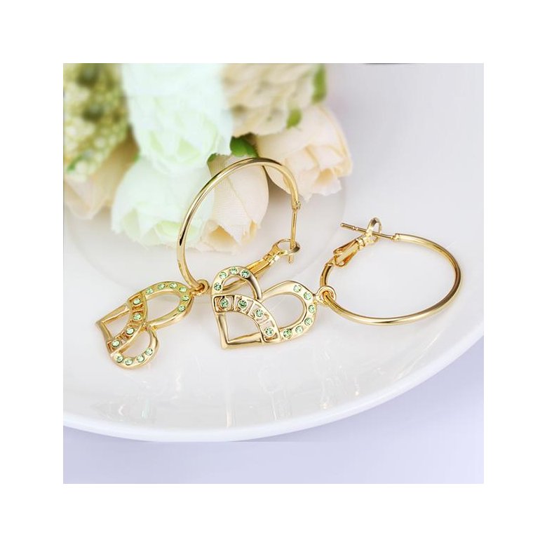 Wholesale Trendy elegant 24K Gold Heart Rhinestone Dangle Earring Dazzling Women Wedding Graceful Accessories Fashion Earrings  TGGPDE132 1