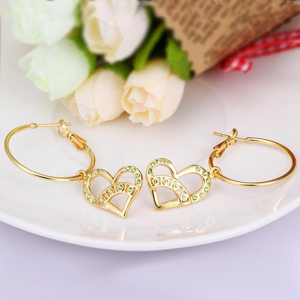 Wholesale Trendy elegant 24K Gold Heart Rhinestone Dangle Earring Dazzling Women Wedding Graceful Accessories Fashion Earrings  TGGPDE132 2