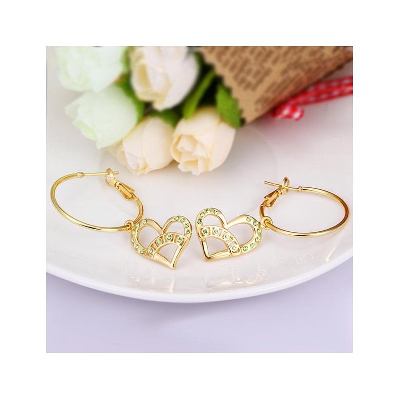 Wholesale Trendy elegant 24K Gold Heart Rhinestone Dangle Earring Dazzling Women Wedding Graceful Accessories Fashion Earrings  TGGPDE132 2