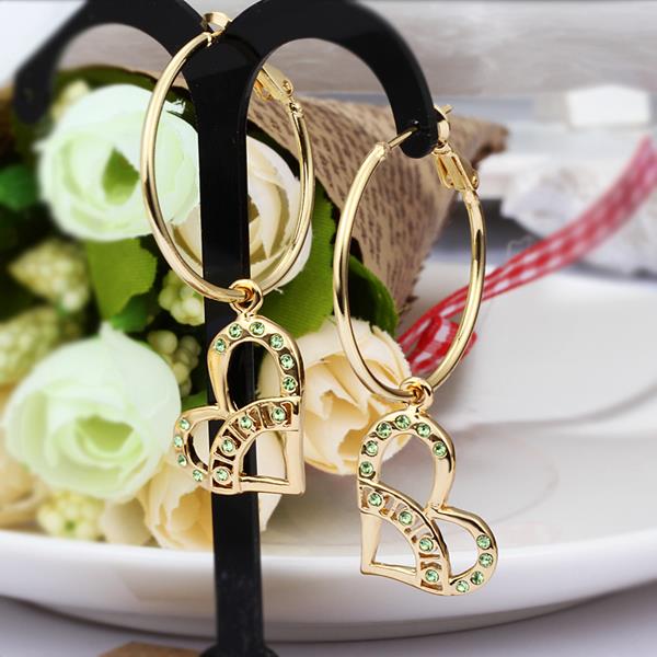 Wholesale Trendy elegant 24K Gold Heart Rhinestone Dangle Earring Dazzling Women Wedding Graceful Accessories Fashion Earrings  TGGPDE132 3