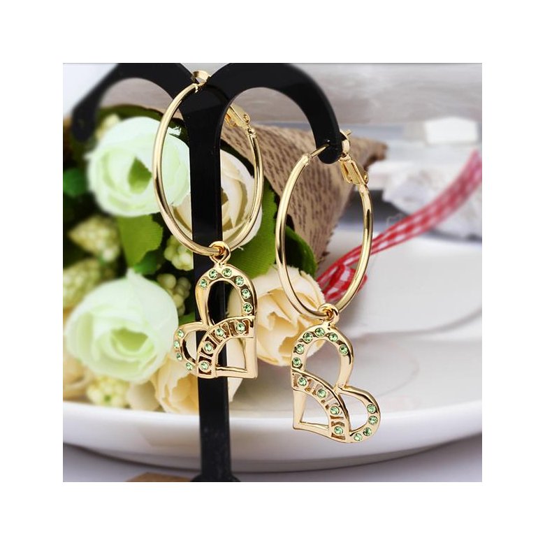 Wholesale Trendy elegant 24K Gold Heart Rhinestone Dangle Earring Dazzling Women Wedding Graceful Accessories Fashion Earrings  TGGPDE132 3