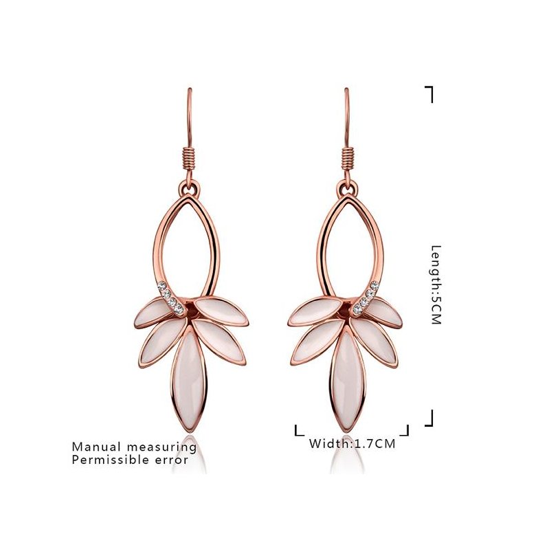 Wholesale Classic Rose Gold Leaf Czech Rhinestone Dangle Earring Delicate Micro Inlaid Cubic Zircon Earrings Bride Wedding Jewelry TGGPDE012 0