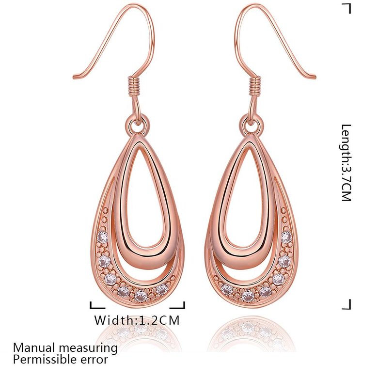 Wholesale Elegant rose gold Color AAA Cubic Zirconia dangle Earring For Women Classic water drop Crystal Earrings Female Wedding Jewelry TGGPDE013 1