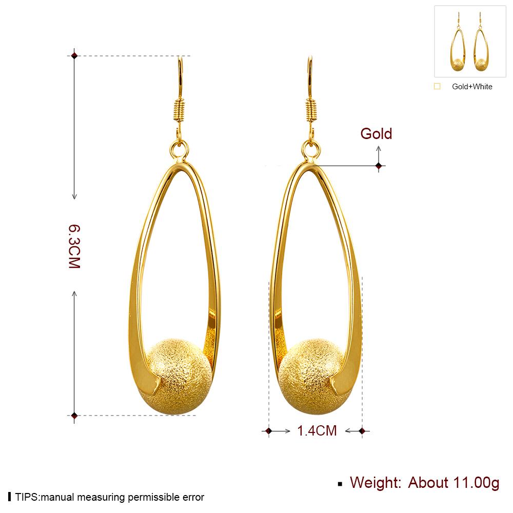 Wholesale Gold Color Sand Matt Surface Finish Ball Drop Women Dangle Earrings Stainless Steel Elegant Lady Female Party Jewelry TGGPDE165 1