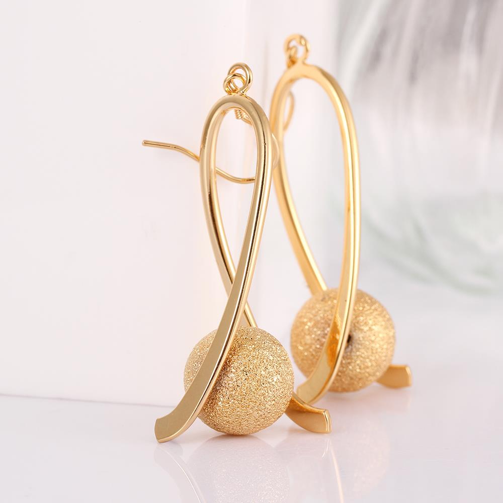 Wholesale Gold Color Sand Matt Surface Finish Ball Drop Women Dangle Earrings Stainless Steel Elegant Lady Female Party Jewelry TGGPDE165 3