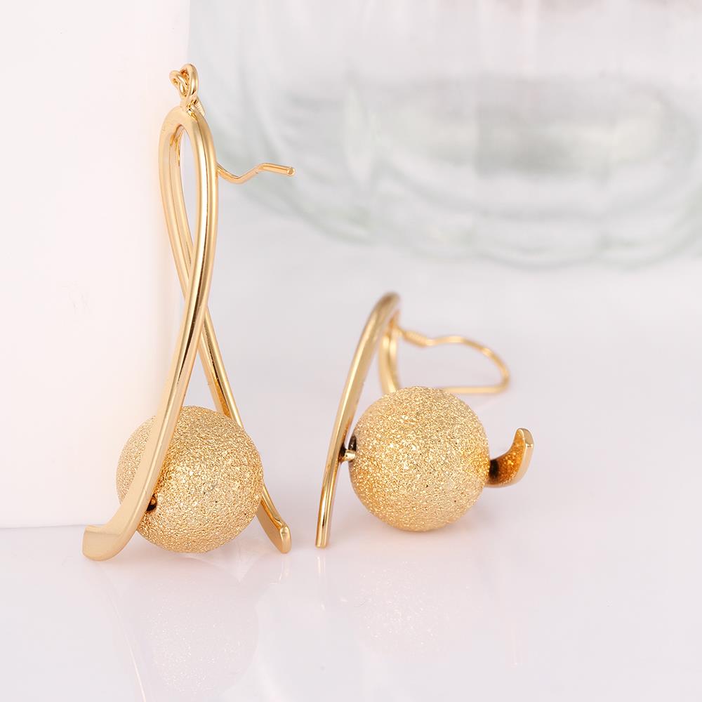 Wholesale Gold Color Sand Matt Surface Finish Ball Drop Women Dangle Earrings Stainless Steel Elegant Lady Female Party Jewelry TGGPDE165 4