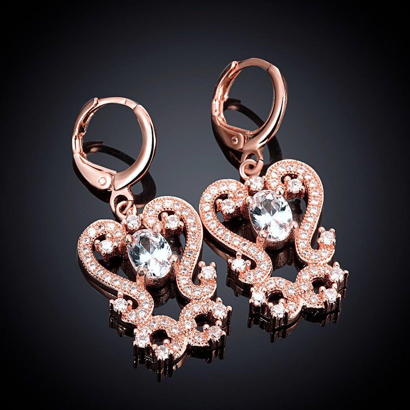 Wholesale Gold Color Carve patterns zircon Women Dangle Earrings Elegant Lady Female wedding Party Jewelry TGGPDE174 1