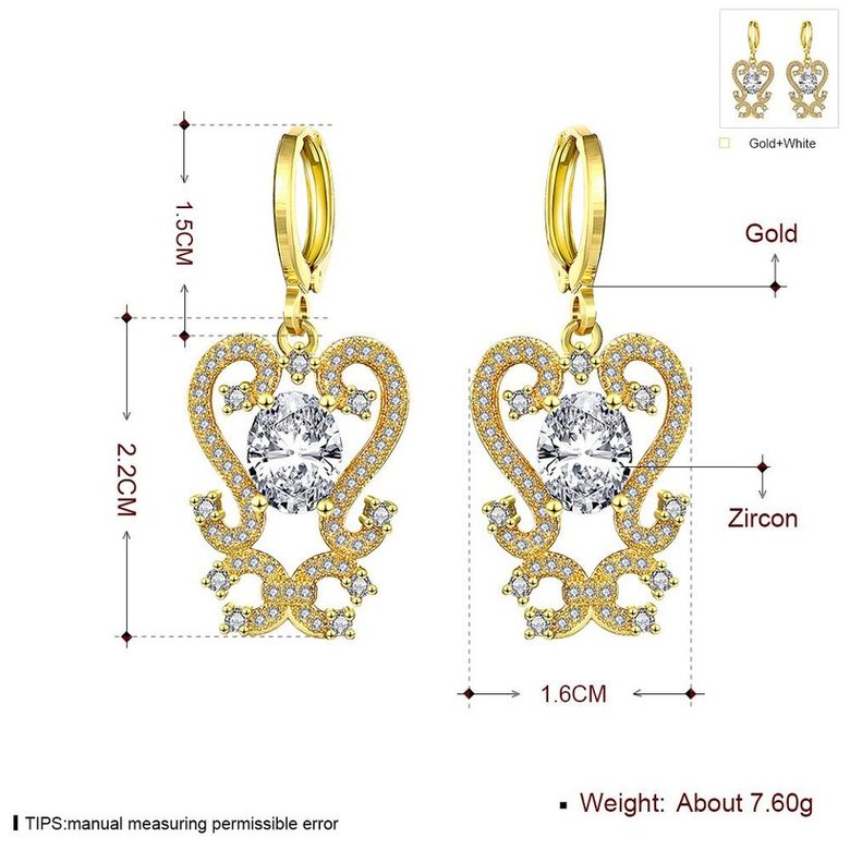 Wholesale Gold Color Carve patterns zircon Women Dangle Earrings Elegant Lady Female wedding Party Jewelry TGGPDE174 2